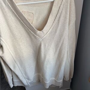 Aerie Cream V-Neck Sweater